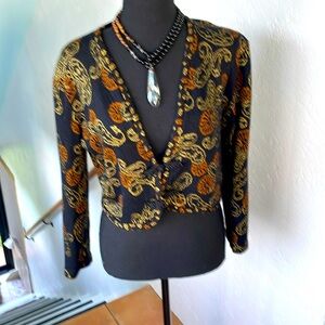Oakbrook Vintage Bolero Style Sweater/Jacket 2button closure in front Black Med‎